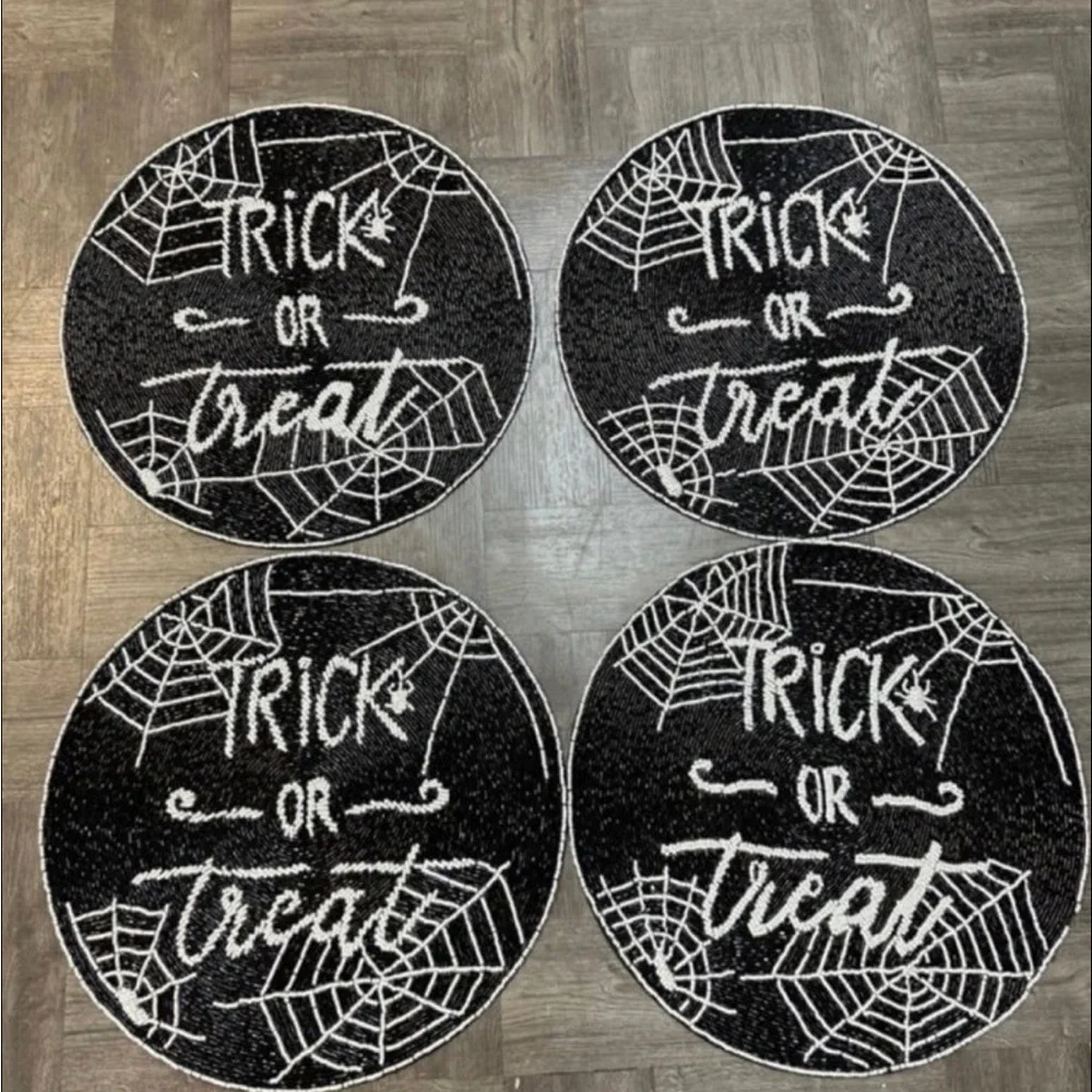 Black and White Trick or Treat Halloween placemats